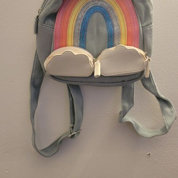 Unisex Kids Multicolor Striped Adjustable Strap Outer Pockets Backpack Rainbow - Picture 2 of 11